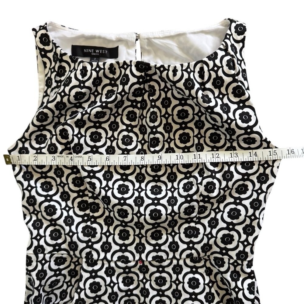 Nine West Black & White Geometric Sheath Dress Sleeveless - Picture 8 of 12